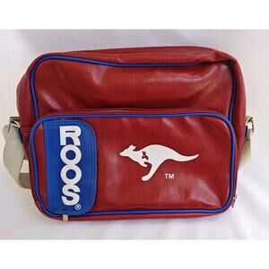 Vintage Kangaroos Roos Red Leather Small 16" Travel Duffle Messenger Satchel Bag